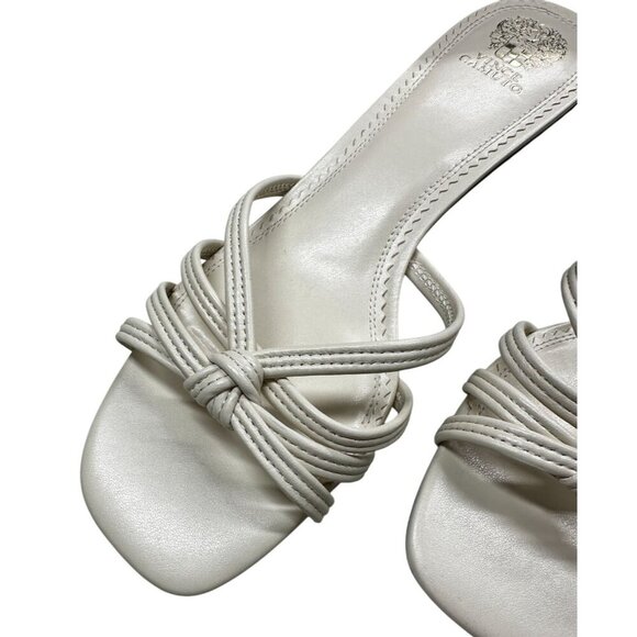 Vince Camuto Sandal Women's Size 11 Leather Off White Strappy Knotted Slip-On‎ - Picture 3 of 11